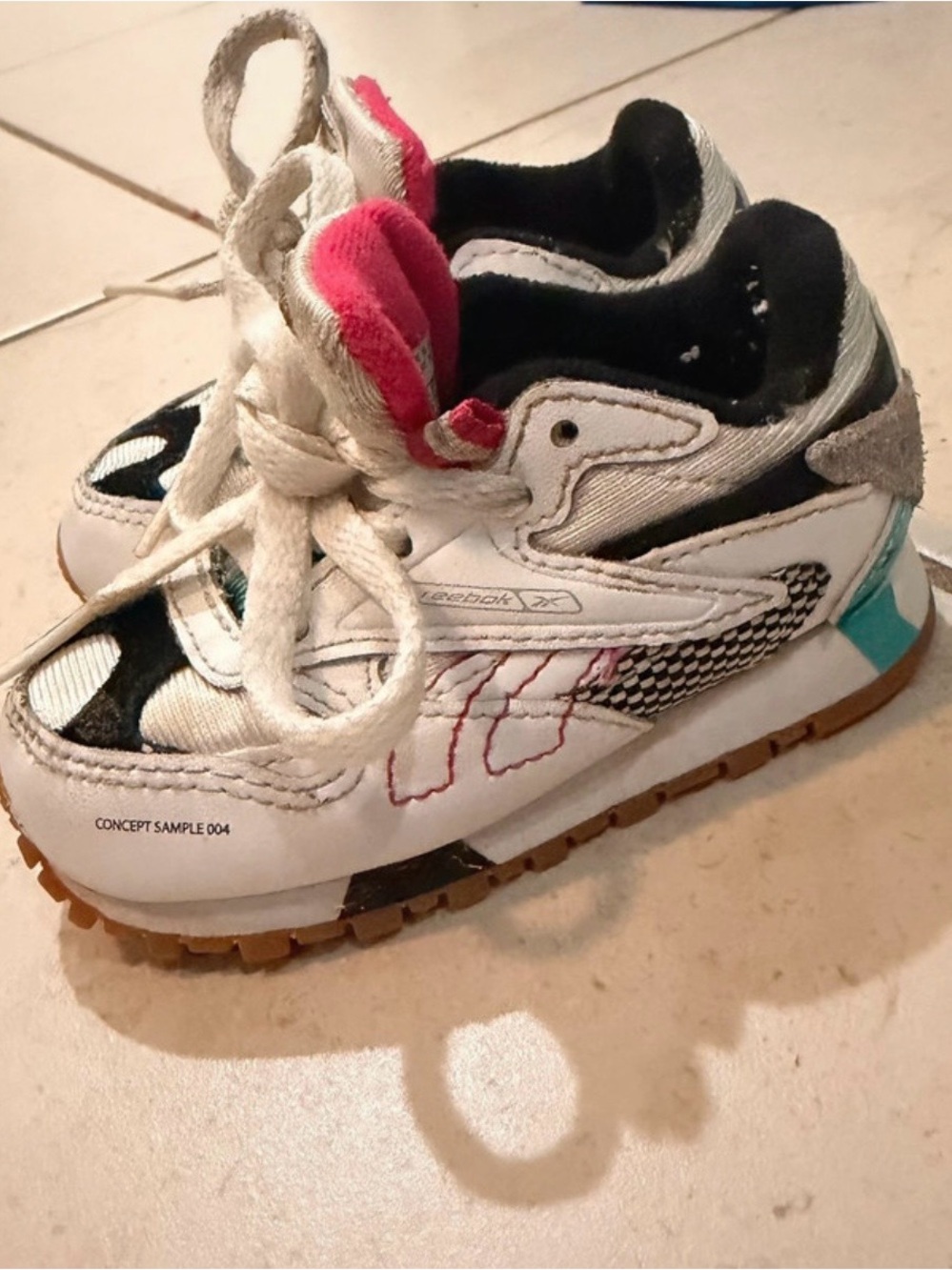 Reebok Kids White, Black & Pink Athletic Sneaker
